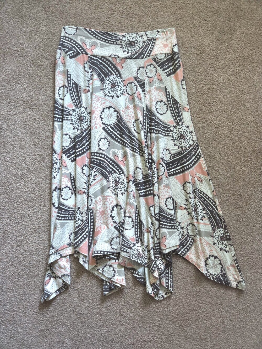 Hanky Hem Contemporary Floral Knit Skirt
